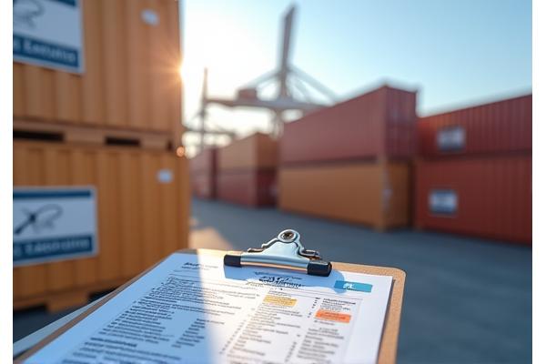 輸出用梱包された釣具と国際輸送コンテナ