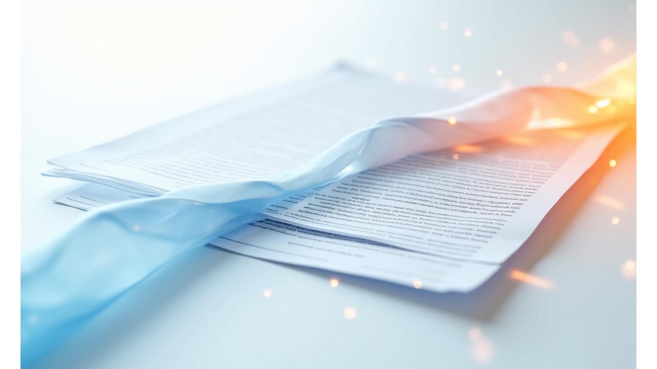 利用規約の法的文書を表す抽象的なイメージ、青と透明感のあるデザイン